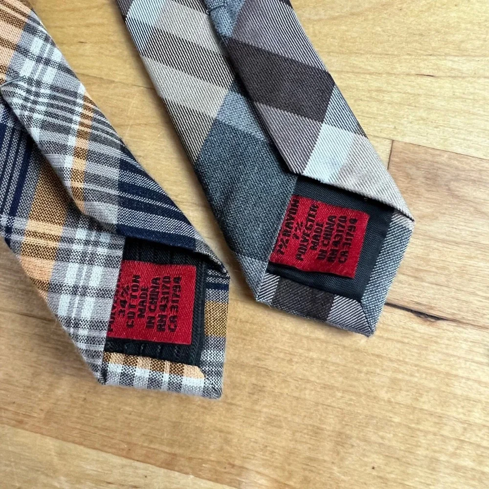 Alfani Necktie Plaid Multi Color 2 Pack Bundle Cotton‎ Rayon Ties